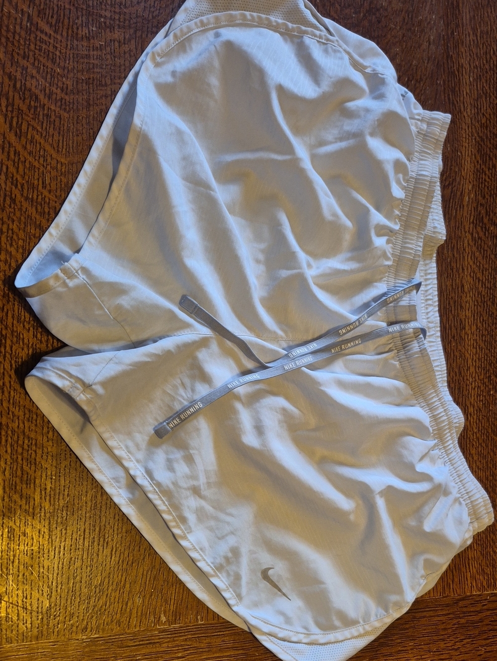 Nike White Women's Running Shorts with Branded Drawcord